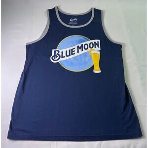 Blue Moon Tank Top Men's Large Navy Blue Beer Logo Sleeveless Shirt